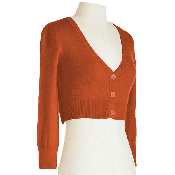 dusky orange vintage style cropped cardigan