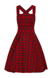 Hell Bunny Irvine tartan pinafore dress front detail