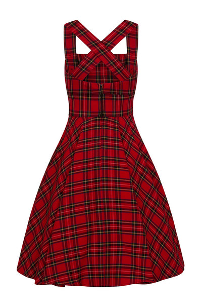 Hell Bunny Irvine tartan pinafore dress back detail