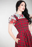 Hell Bunny Irvine tartan pinafore dress side pockets