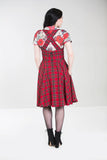 Hell Bunny Irvine tartan pinafore dress back modeled