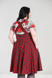 Hell Bunny Irvine tartan pinafore dress plus size back