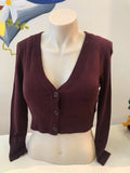 Burgundy Cropped 3/4 Sleeve Cardigan