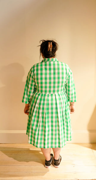 Alice Shirt Dress in Green Gingham