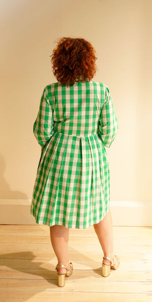 Alice Shirt Dress in Green Gingham