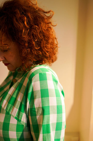 Alice Shirt Dress in Green Gingham