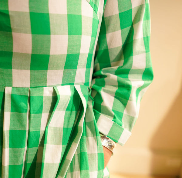 Alice Shirt Dress in Green Gingham