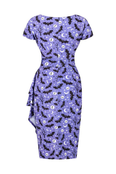Lady Vintage bat print elsie wiggle dress back