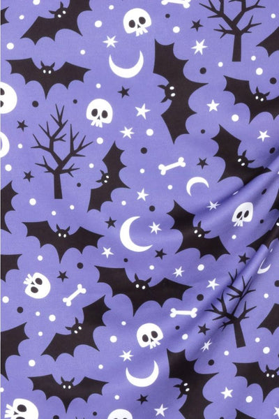 lady vintage bat print wiggle elsie dress close up