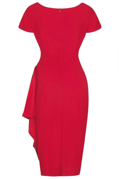 Elsie red wiggle dress back