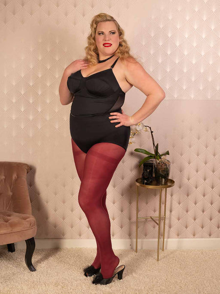 plus size opaque burgundy tights