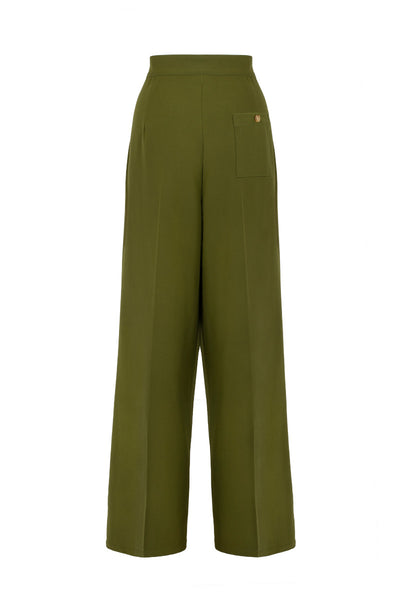 ginger swing trousers in khaki back