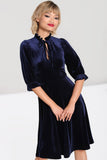 hell bunny blue velvet Orion Mid Dress