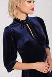 hell bunny blue velvet Orion Mid Dress