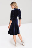 hell bunny blue velvet Orion Mid Dress back