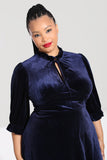 plus size hell bunny blue velvet Orion Mid Dress