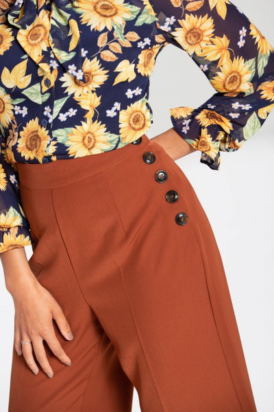 hell bunny ginger swing trousers side button detail