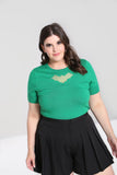 hell bunny green knit bat top plus size
