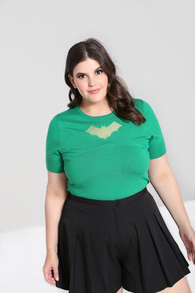 hell bunny green knit bat top plus size