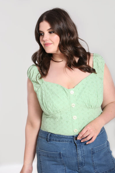 plus size Hell Bunny mint celia top