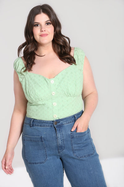 plus size Hell Bunny mint celia top