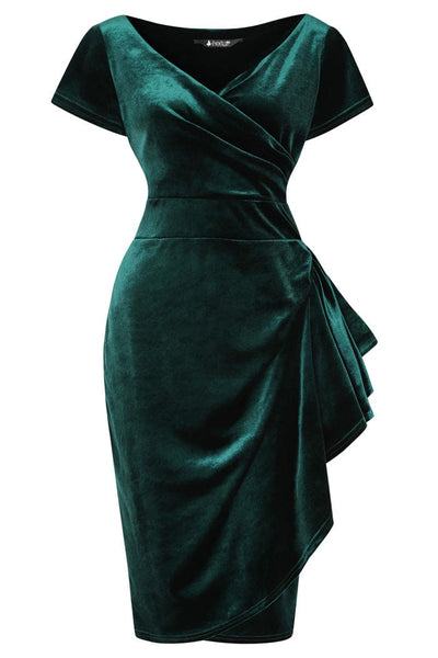 Emerald Green Velvet Elsie dress