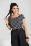 Black and white stripe Hell Bunny verity top NZ