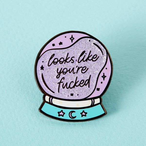 looks like you're fucked crystal ball pin punky pins