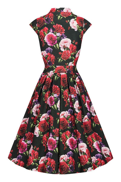 lady vintage eva dress red roses back