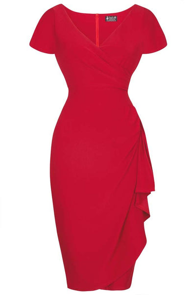 Red Elsie vintage style wiggle dress 