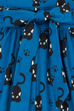 pounce black cat tea dress lady vintage tie detail