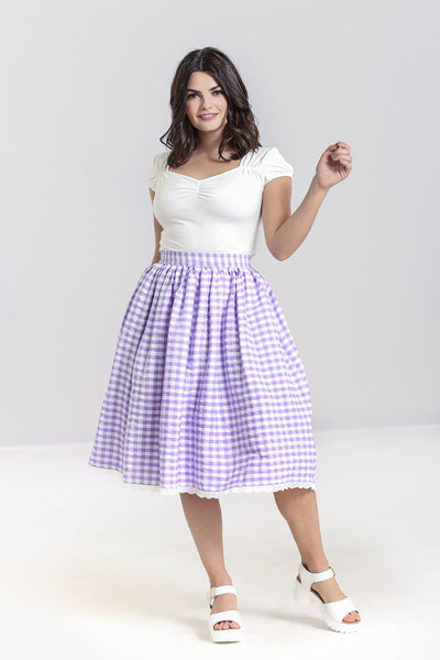 plus size hell bunny bb purple and white gingham skirt 