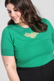 hell bunny green knit bat top plus size