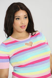 plus size stripy hell bunny love heart top