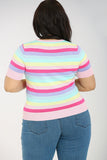 plus size stripy hell bunny love heart top back