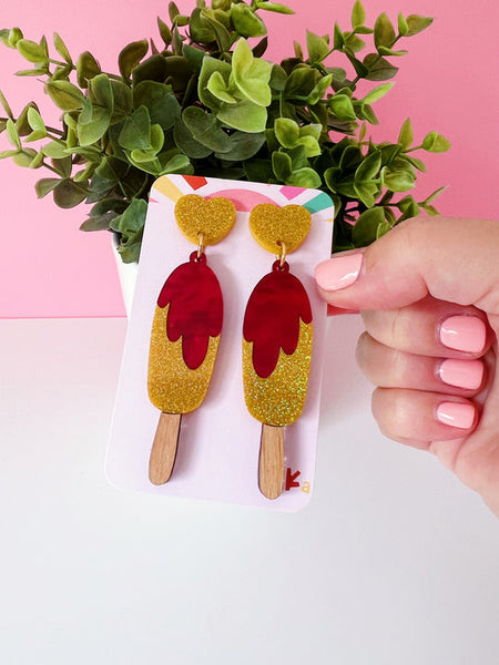 hot dog and tomato sauce earrings