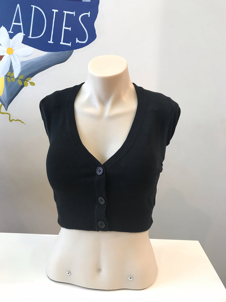 Black Cropped Cardigan Vintage Style Mak Sweater NZ Two