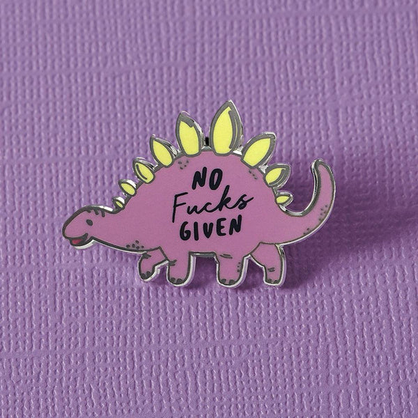 No fucks given stegosaurus Punky Pins NZ