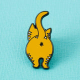 ginger cat bum enamel pin