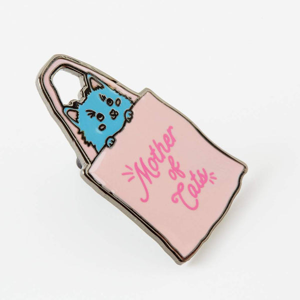 mother of cats enamel pin side